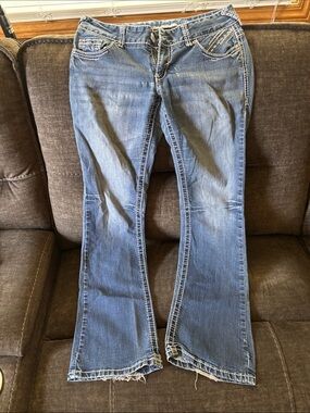 Amethyst Jeans Faded Blue Flare Wide Leg